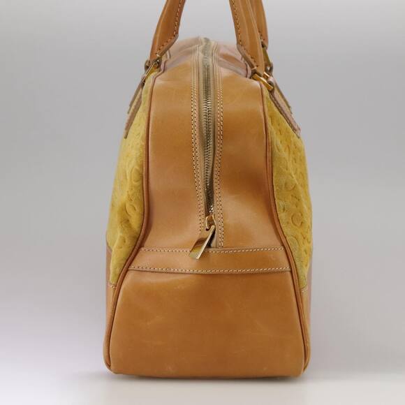CELINE C Macadam Canvas Hand Bag Suede Leather Yellow Gold - Picture 4 of 13